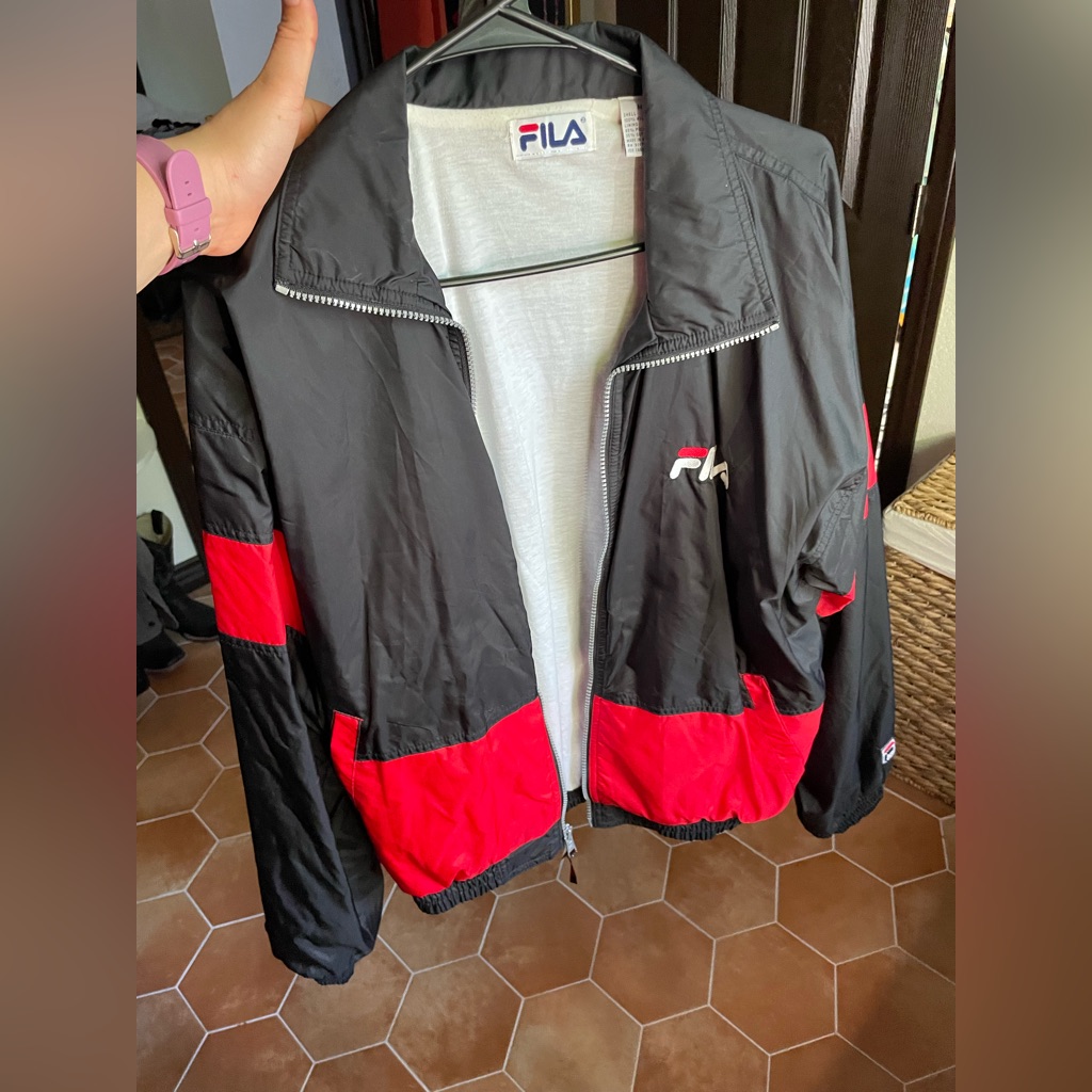 Vintage Fila Jacket From The 1990’s. Black And Red Block Colors.